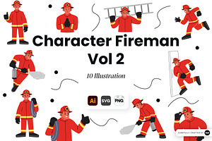Character Fireman Vol 2 Illustration, a Work Illustration by SLAB! Design
