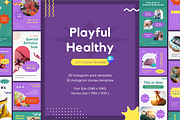 Playful Healthy 2in1 Canva Template, a Social Media Template by Brandearth RRGraph (Thumbnail 1 of 8)
