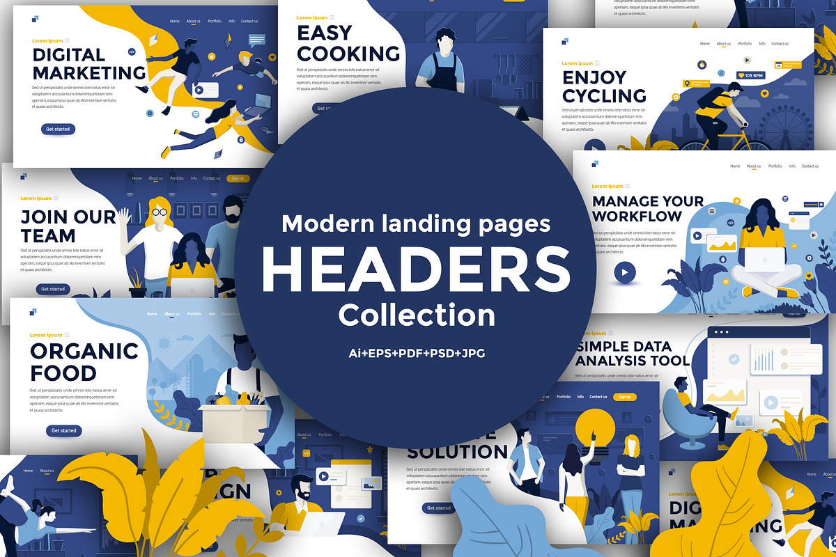 Landing page template on various top, a Food Illustration by Creative Graphics (Photo 1 of 12)