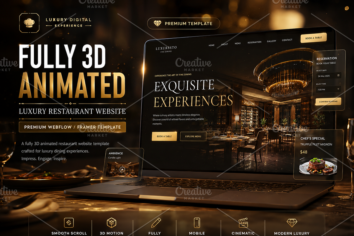 3D Animated Website for Restaurant, a HTML Template by DigitalsDesigns (Photo 1 of 16)