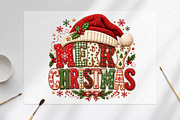 Merry Christmas Santa Hat Patchwork, a Seasonal Illustration by Canvas Craft (Thumbnail 6 of 6)