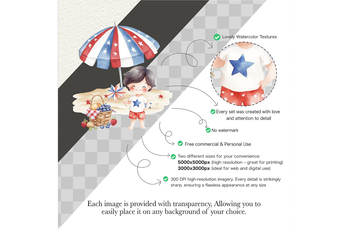4th of July Watercolor Clipart, an Illustration by CharmClipart (Photo 8 of 9)