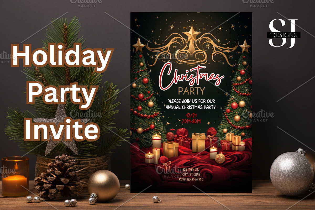 Holiday Party Invitation Template, an Invitation Template by Sunny Jar Designs (Photo 2 of 3)