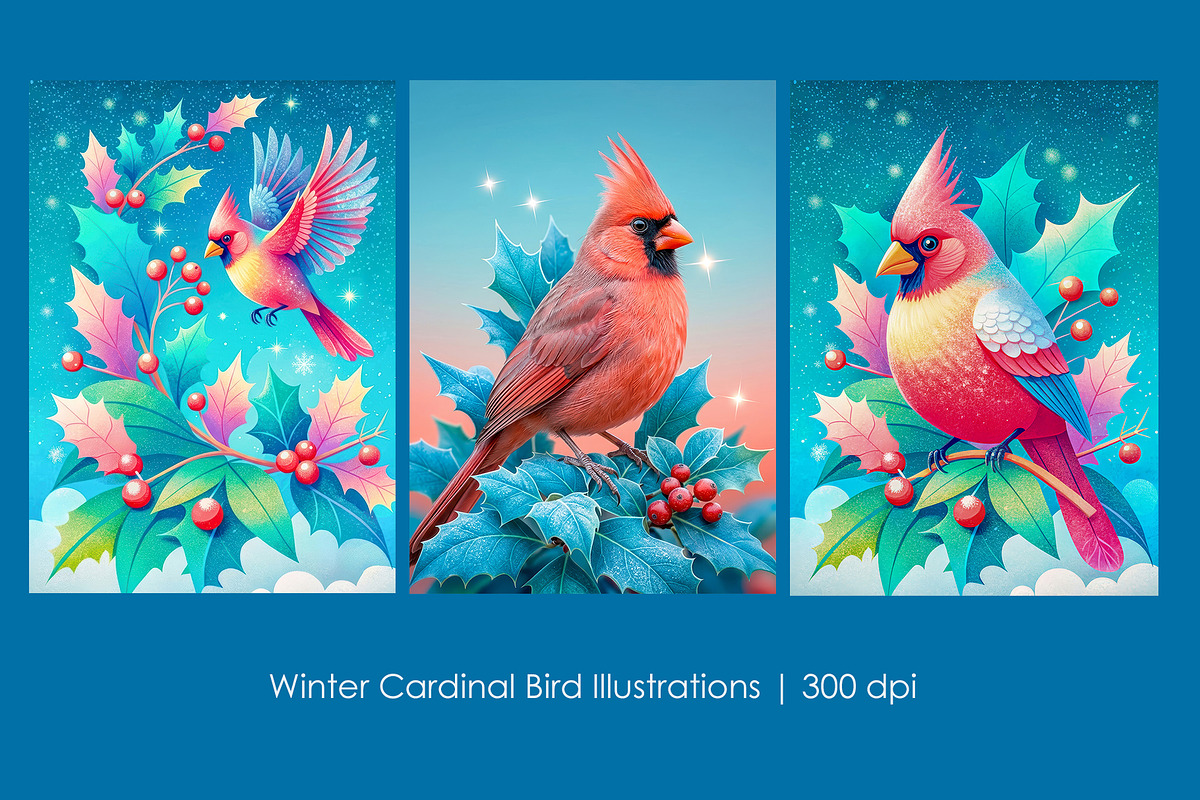 Winter Cardinal Bird Illustrations, an Animal Illustration by StockVerse Creative (Photo 1 of 4)