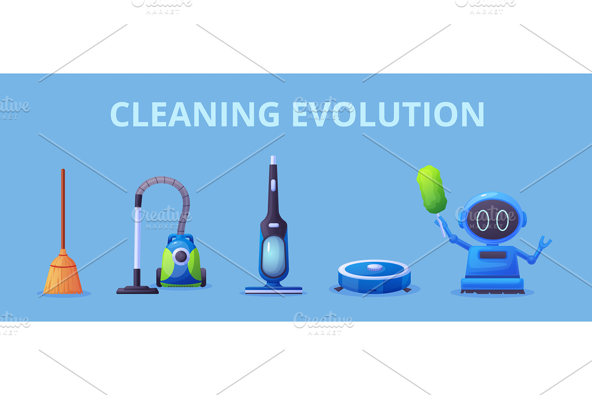 Various cleaning equipment. Vacuum, a Technology Illustration by LadadikArt