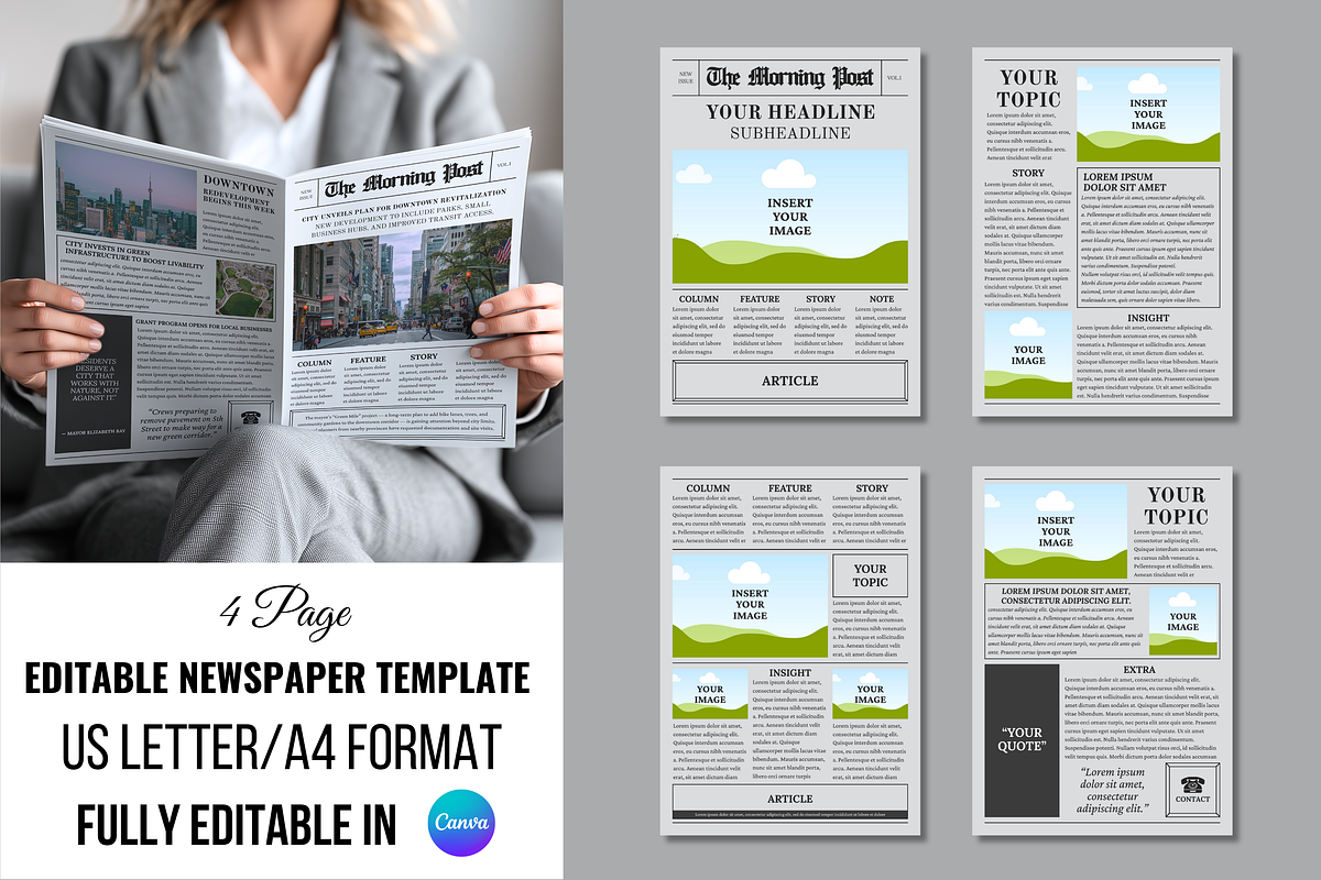 Vintage Newspaper Template, a Magazine Template by ZoloDesignHub (Photo 1 of 10)