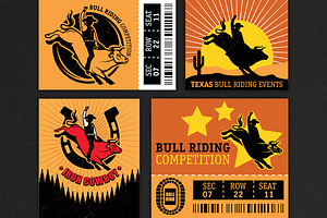 Set Of Vintage Bull Riding Labels