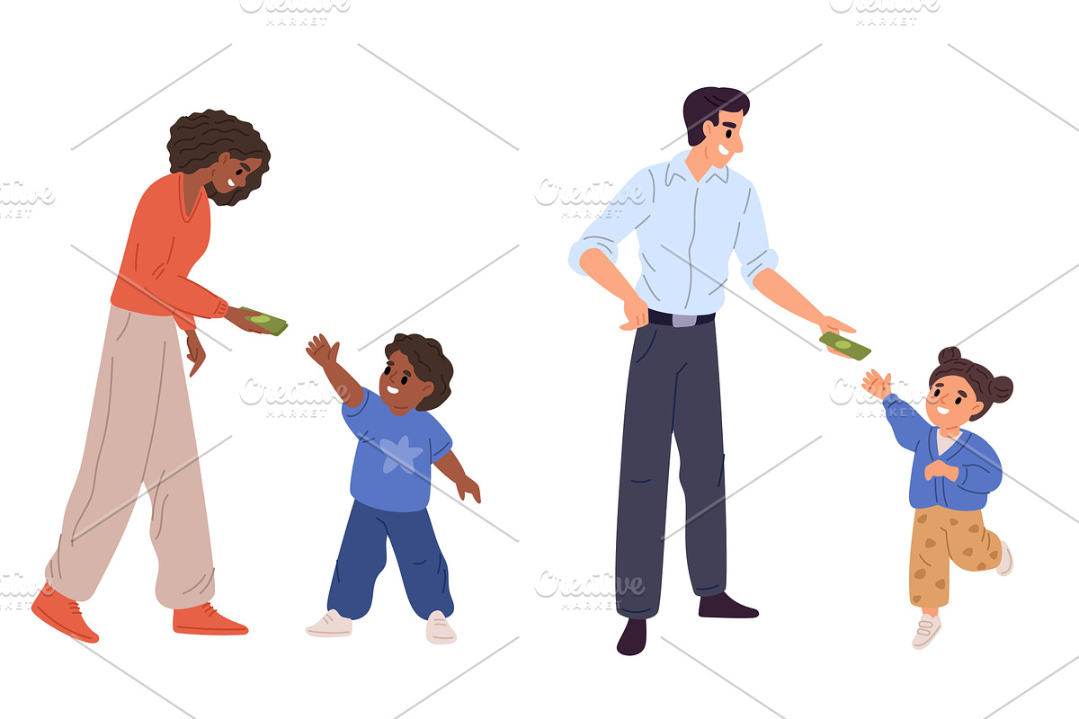 Young mother and father give their, a Person Illustration by Vectorbuum