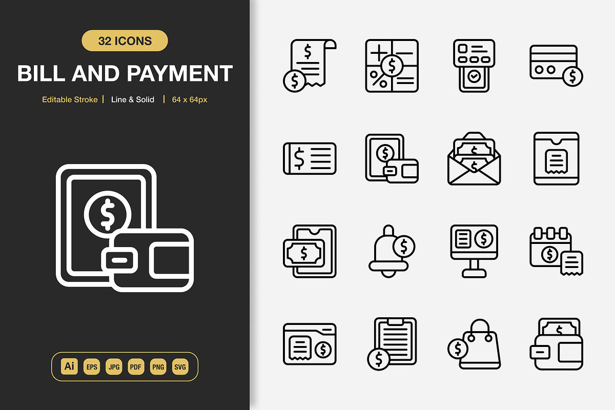 Bill And Payment Icons, an Icon by Spacepixel Creative (Photo 1 of 3)