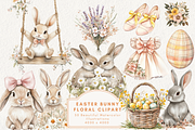 Easter Bunny Floral Clipart, an Illustration by NadiaTheronArt (Thumbnail 1 of 4)