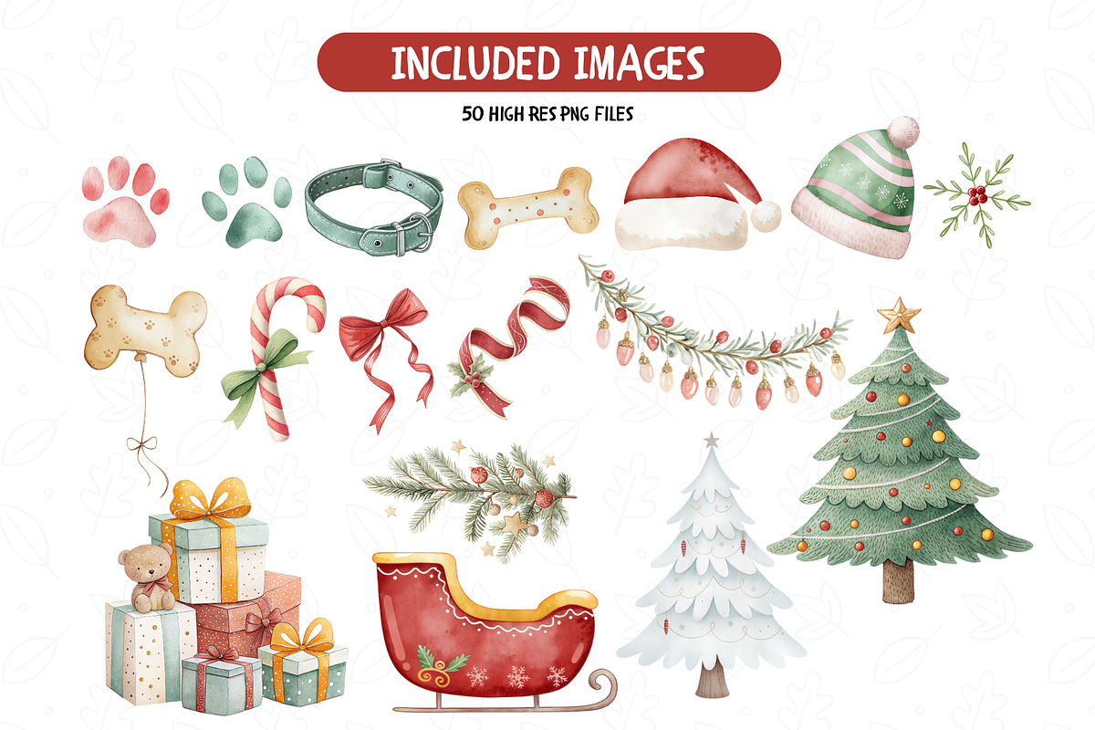Christmas Dogs Clipart Set, an Illustration by TatiMockup (Photo 6 of 7)