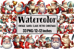 Vintage Santa Claus Retro Christmas, an Illustration by Design Market