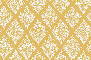 Seamless pattern. Yellow seamless damask pattern featuring intricate floral lea, a Pattern Graphic by Studio ANNA