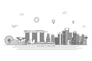 Singapore line art skyline, an Illustration by LisaKolbasa (Thumbnail 2 of 3)