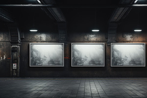 Blank wall billboards in subway, thr
