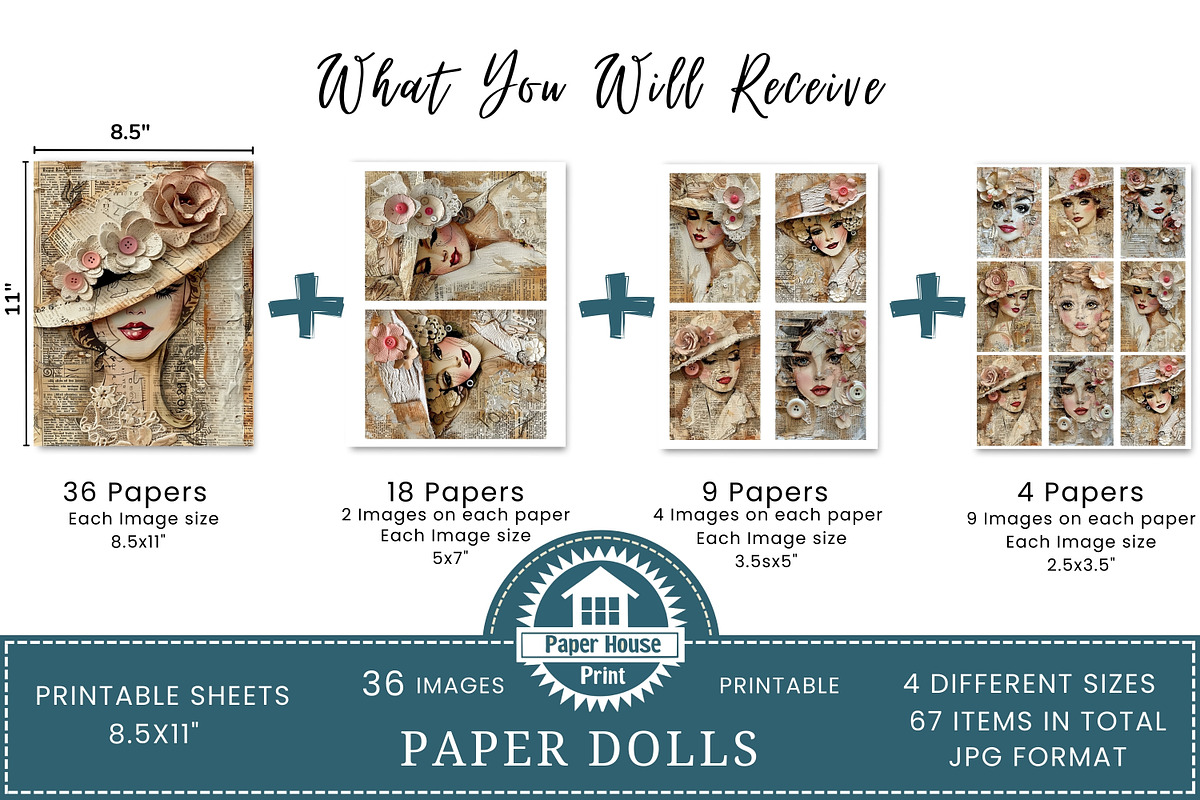 Paper Dolls Junk Journal Pages, an Illustration by NiiiNArt (Photo 2 of 8)