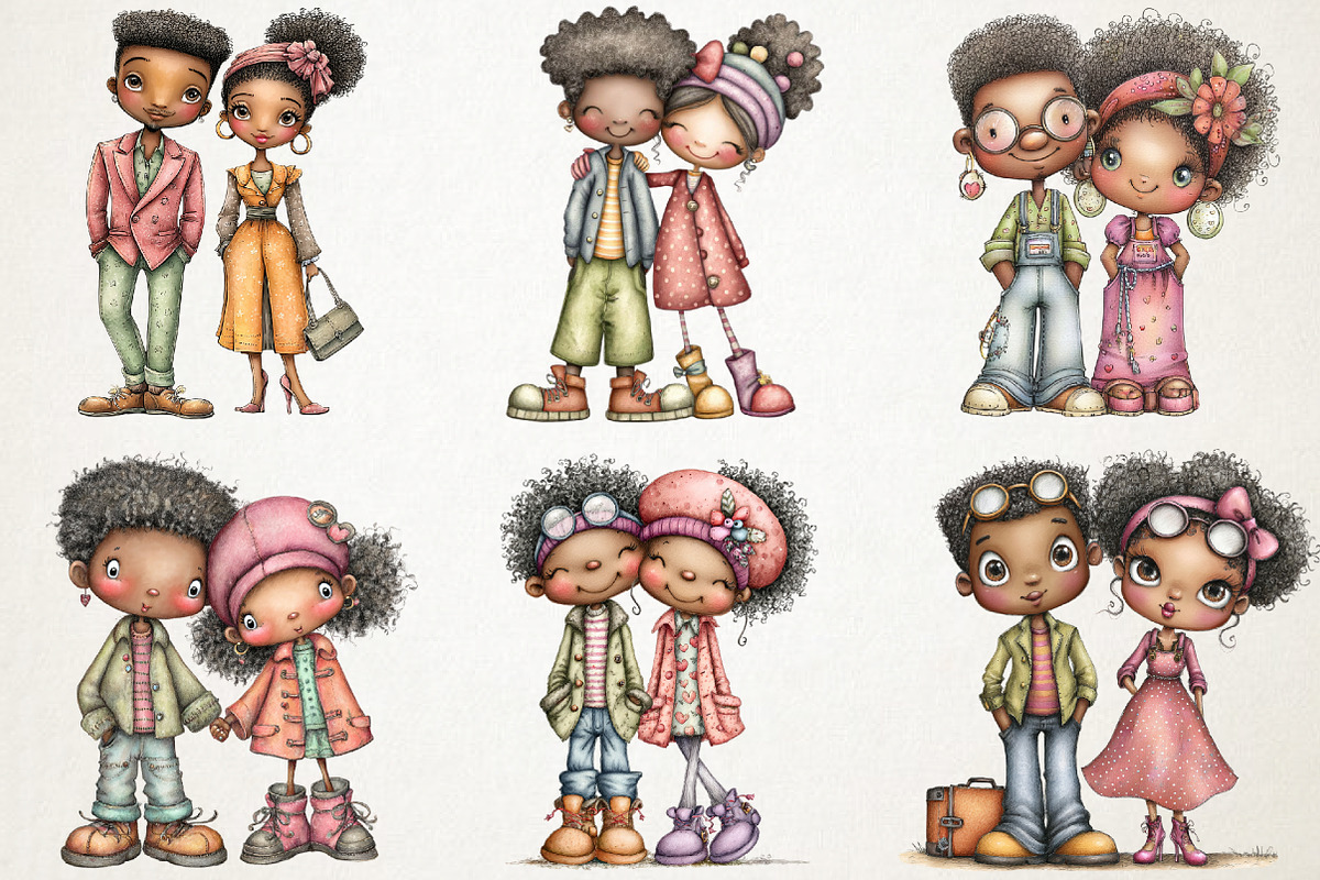Black Men & Women Clipart Pack, a Person Illustration by RobertsArt (Photo 4 of 6)