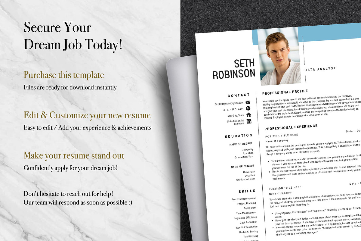 Modern Resume Template Pack | Canva, a Resume Template by Lux Resume (Photo 9 of 9)