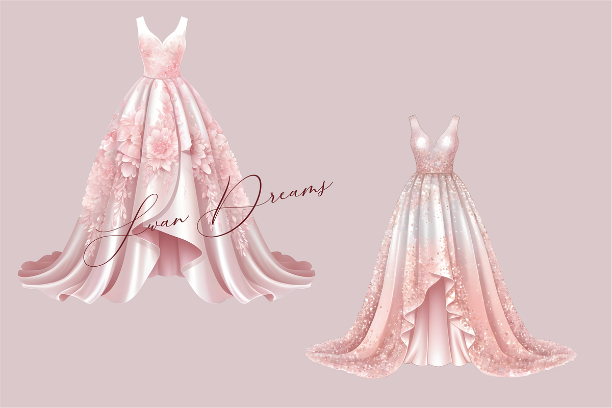 Watercolor glitter dress clipart, an Object Graphic by Swan Dreams