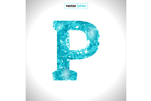 Grunge Vector Symbol P. Font Blue