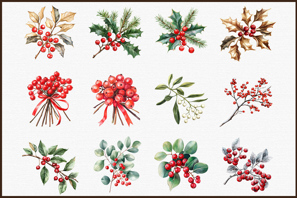 Winter Berry Clipart Christmas Water, an Illustration by Sublimation Artist (Photo 3 of 6)