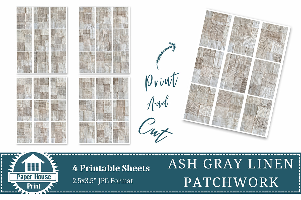 Ash Gray Linen Patchwork Papers, an Illustration by NiiiNArt (Photo 8 of 8)