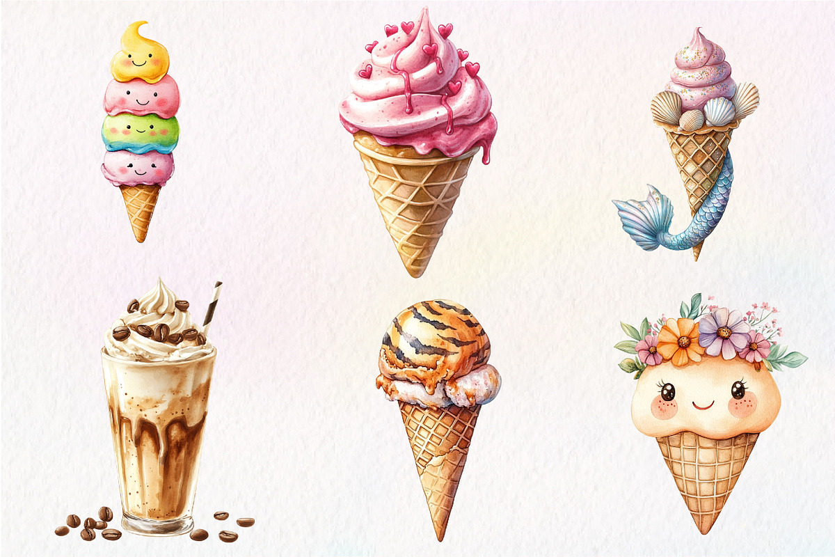 Ice Cream Cone Clipart, an Illustration by CreationArt (Photo 8 of 9)