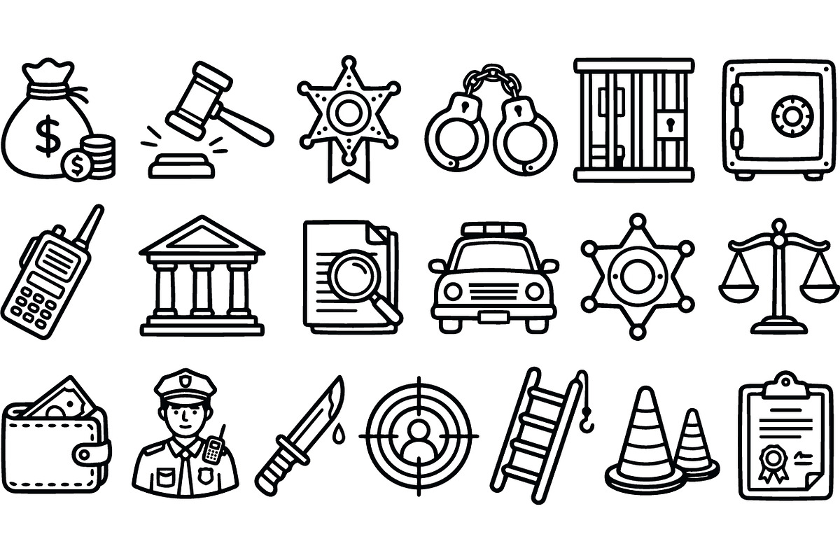 Law Enforcement Icon Set, an Illustration by designvectx (Photo 1 of 3)