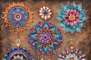 Bohemian Floral Mandalas, a Background Graphic by Printable Treasure (Thumbnail 5 of 9)