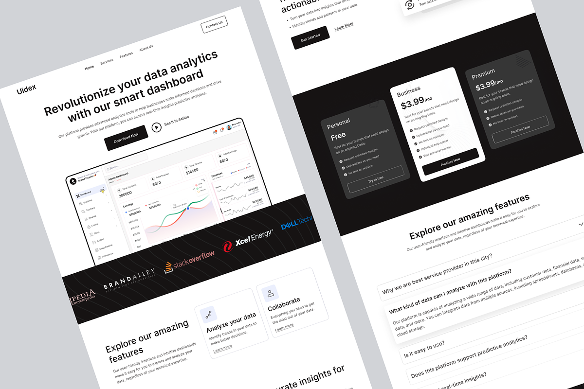 SAAS Landing Page Design, an UI Kit Template by UiDex (Photo 2 of 4)