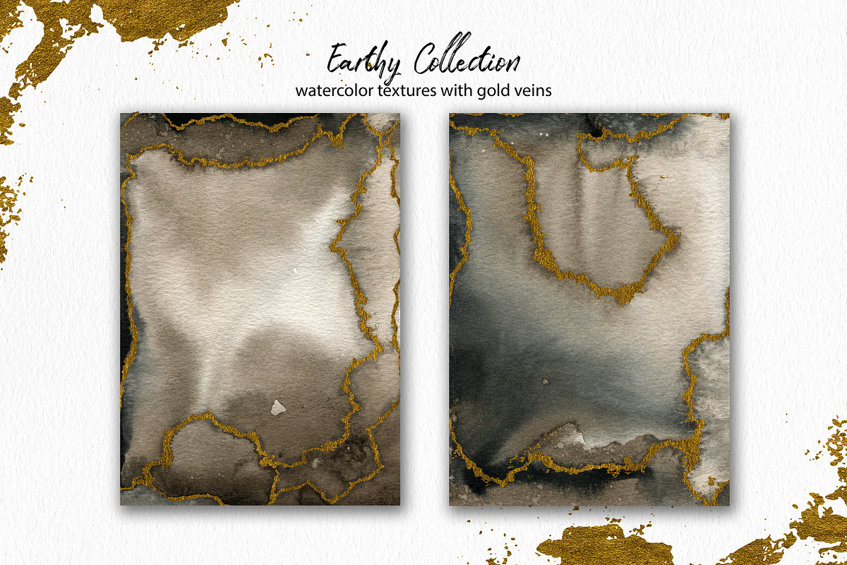 Earthy Watercolor with Gold Veins, a Texture Graphic by Marmoris.Arts (Photo 8 of 13)