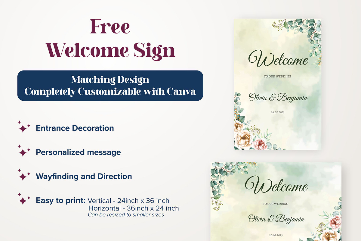 Greenery Wedding invite Set Canva, an Invitation Template by Aks-Designs (Photo 5 of 6)