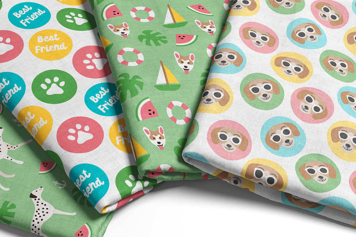 Funny colourful summer dog patterns, a Pattern Graphic by RevolutionizZed (Photo 2 of 9)