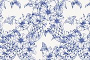 Vintage Seamless Patterns Toile Blue, a Pattern Graphic by ON_lineart_store (Thumbnail 9 of 10)