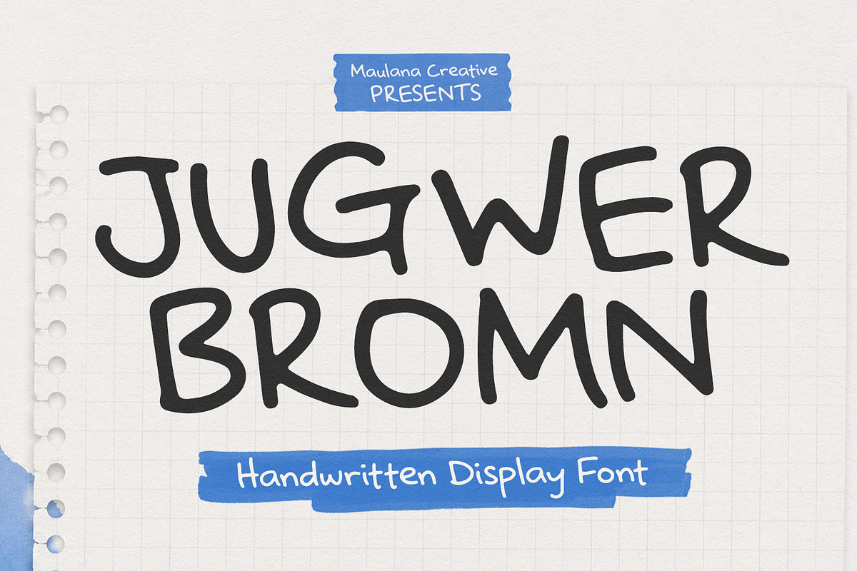 Jugwer Bromn Cute Handwritten Font, a Handwritten Font by Maulana Creative (Photo 1 of 7)