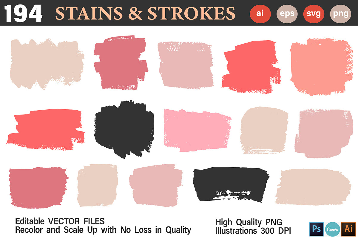 Vector Stains & Strokes Atelier +SVG, an Object Graphic by Katrinelly (Photo 11 of 15)
