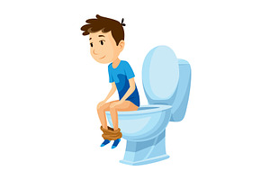 Kid use bathroom icon set. Baby boy, an Object Illustration by the8monkey