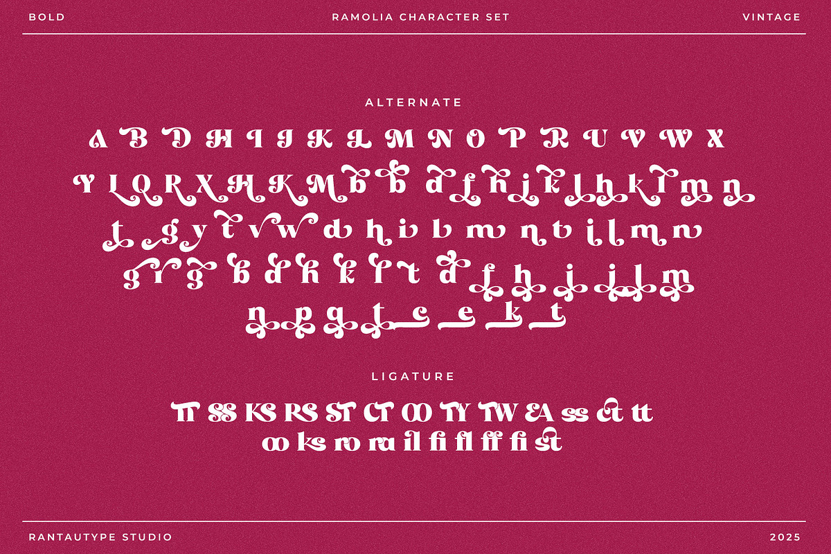 Ramolia Vintage Display Font, a Serif Font by RantautypeStudio (Photo 16 of 17)