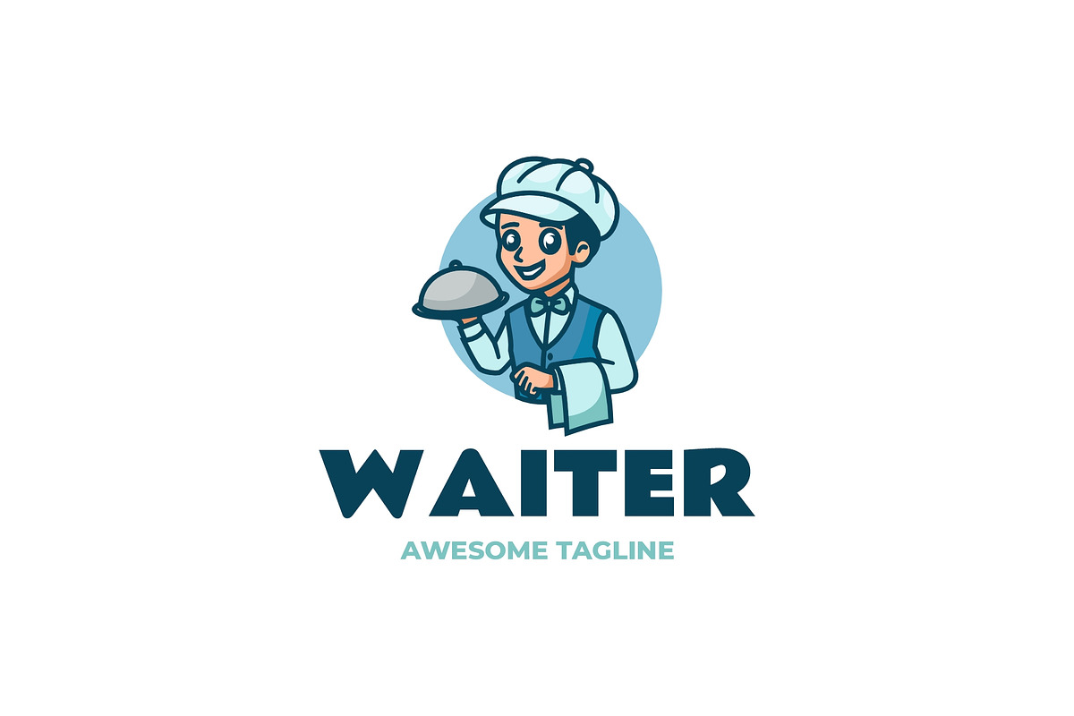 Waiter Mascot Cartoon Logo, a Branding & Logo Template by Artnivora.Std