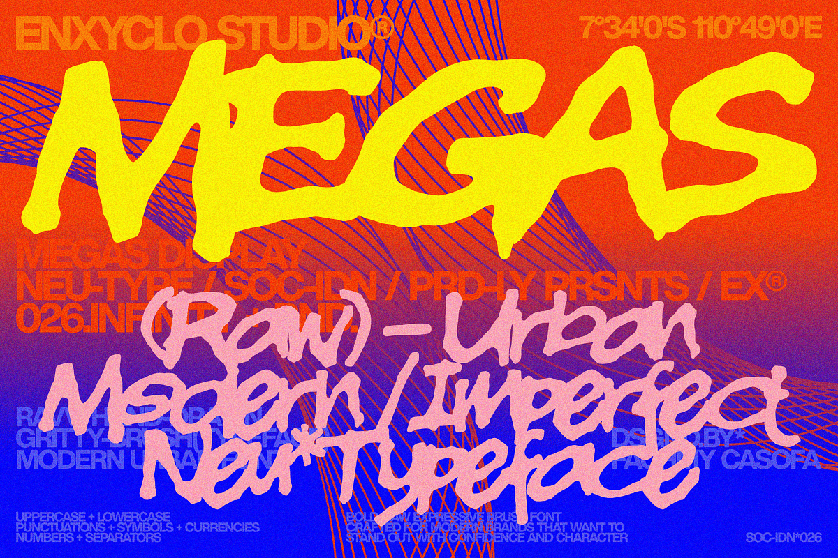 MEGAS — Raw Branding Font, a Handwritten Font by Enxyclo Studio (Photo 1 of 12)