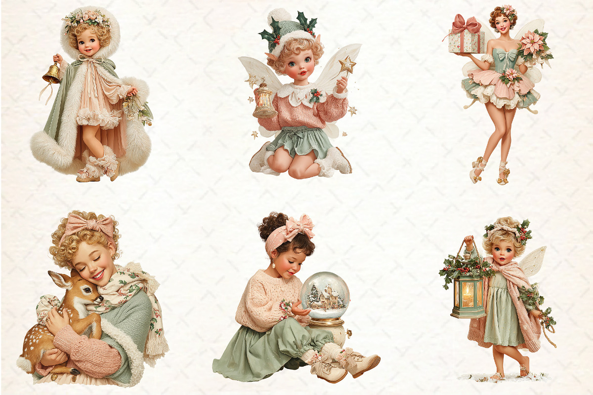 Whimsical Christmas Fairy Clipart, a Seasonal Illustration by Rose Art (Photo 4 of 6)