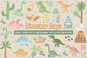 Dinosaur Days Clipart and Patterns