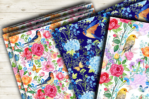 Summer Seamless Patterns Watercolor.