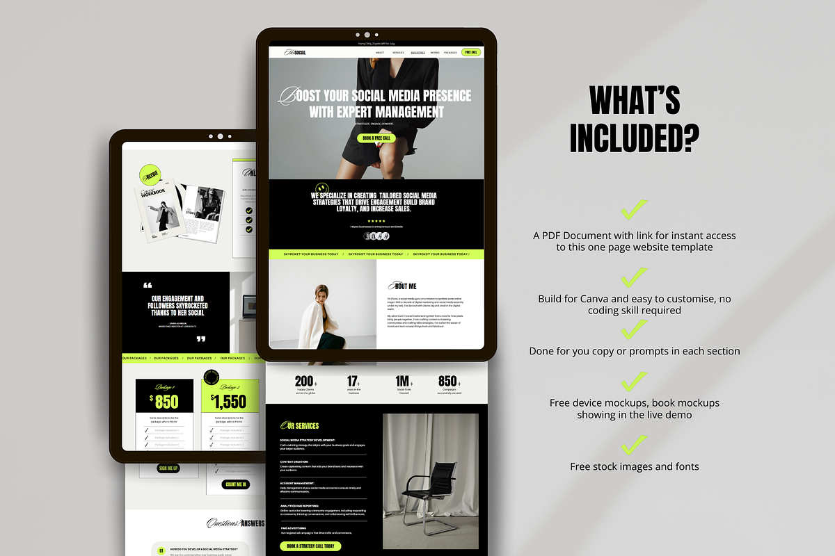 Bold Website Template Canva, a Landing Page Template by Row Creative (Photo 3 of 9)