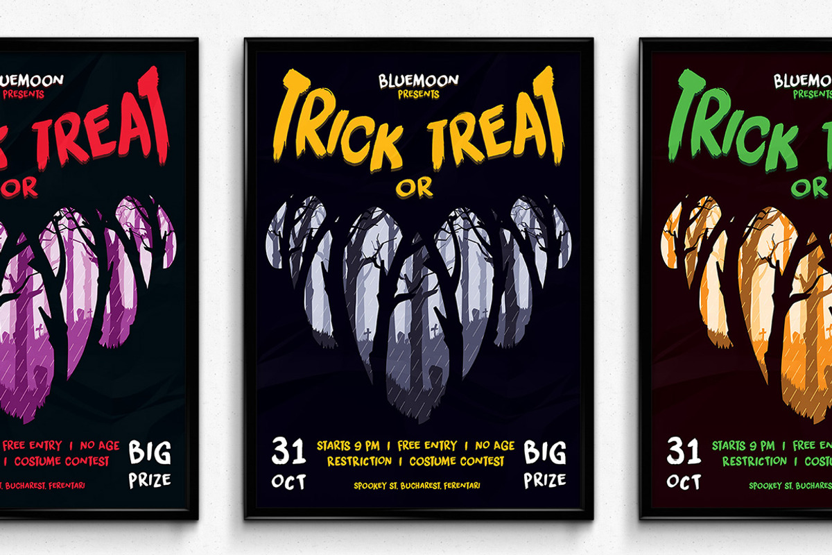 Trick or Treat Halloween Poster, a Flyer Template by SNK's