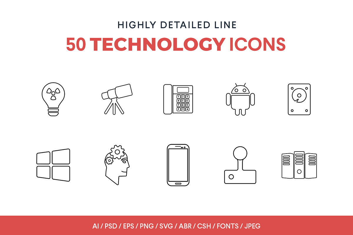 Line Icons Technology Set, an Outline Icon by Jumbo Icons (Photo 1 of 3)