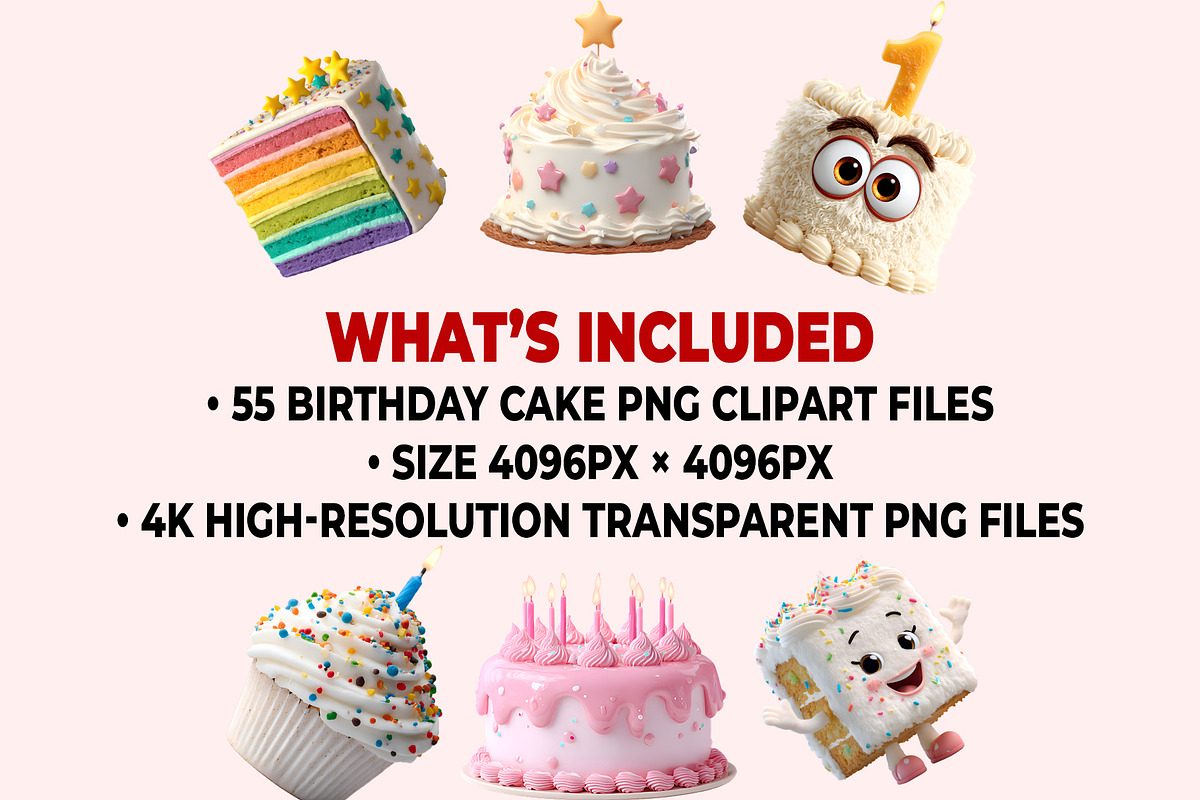 Birthday Cake Clipart PNG Bundle, a Graphic by M9 Design