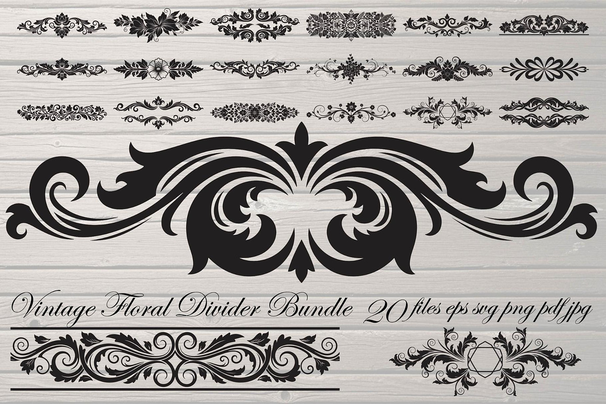 Vintage Floral Divider Bundle, a Decorative Illustration by Designer_Momina (Photo 1 of 21)