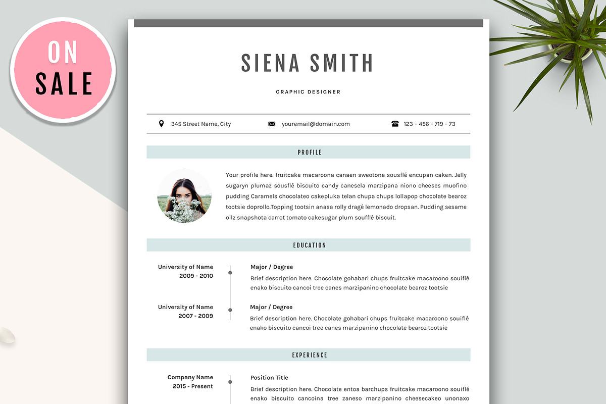 Resume Template CV Template -Word, a Resume Template by GResume (Photo 1 of 7)