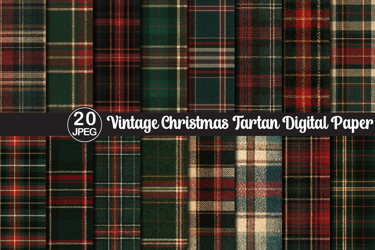 Vintage Christmas Tartan Paper, a Pattern Graphic by Black Bird Studio (Photo 1 of 6)